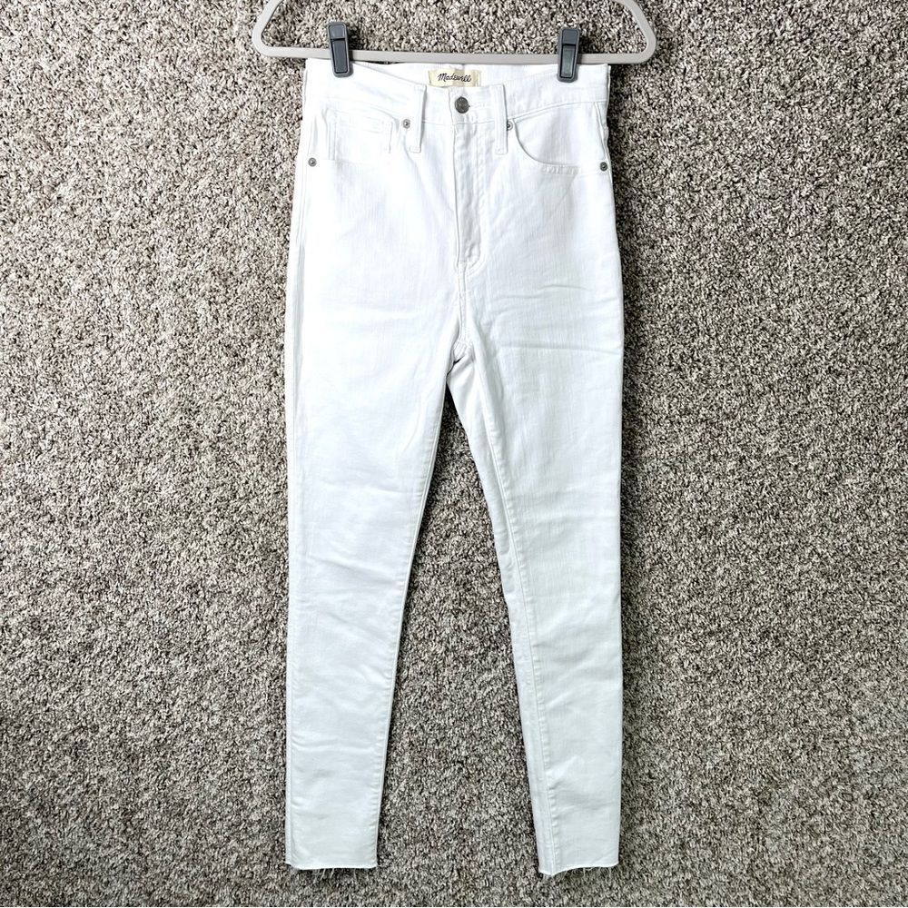 Madewell Jeans Women's 25 White 11" High-Rise Skinny with Frayed Raw‎ Edge Hem